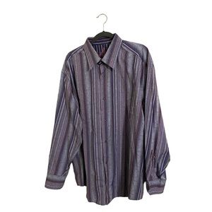 Robert Graham Purple Striped Casual Button-Down Shirt